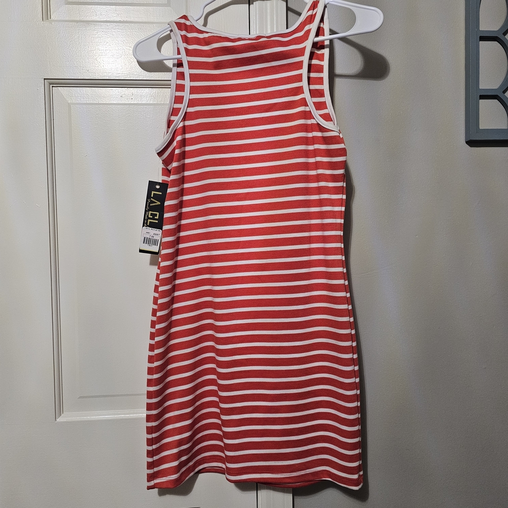 Red and White Casual Sleeveless Midi Sundress - Picture 2 of 4